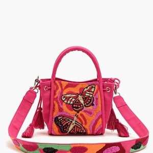 Pink Embroidered Butterfly Handbag